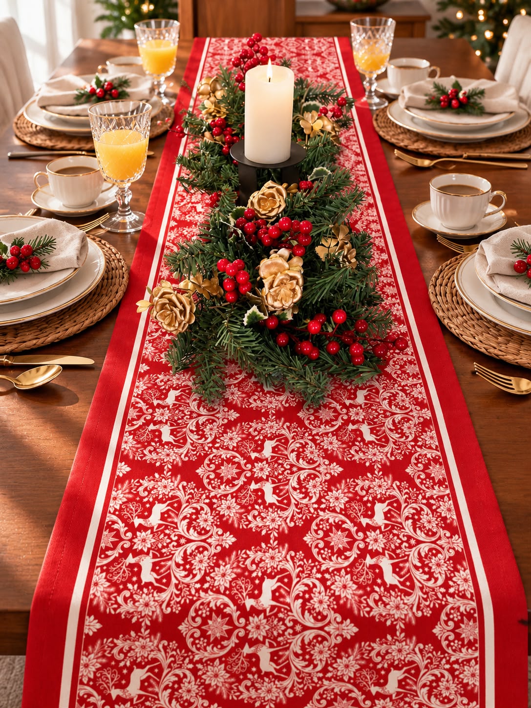 Camino de Mesa Navideño Winter Plaid Rojo