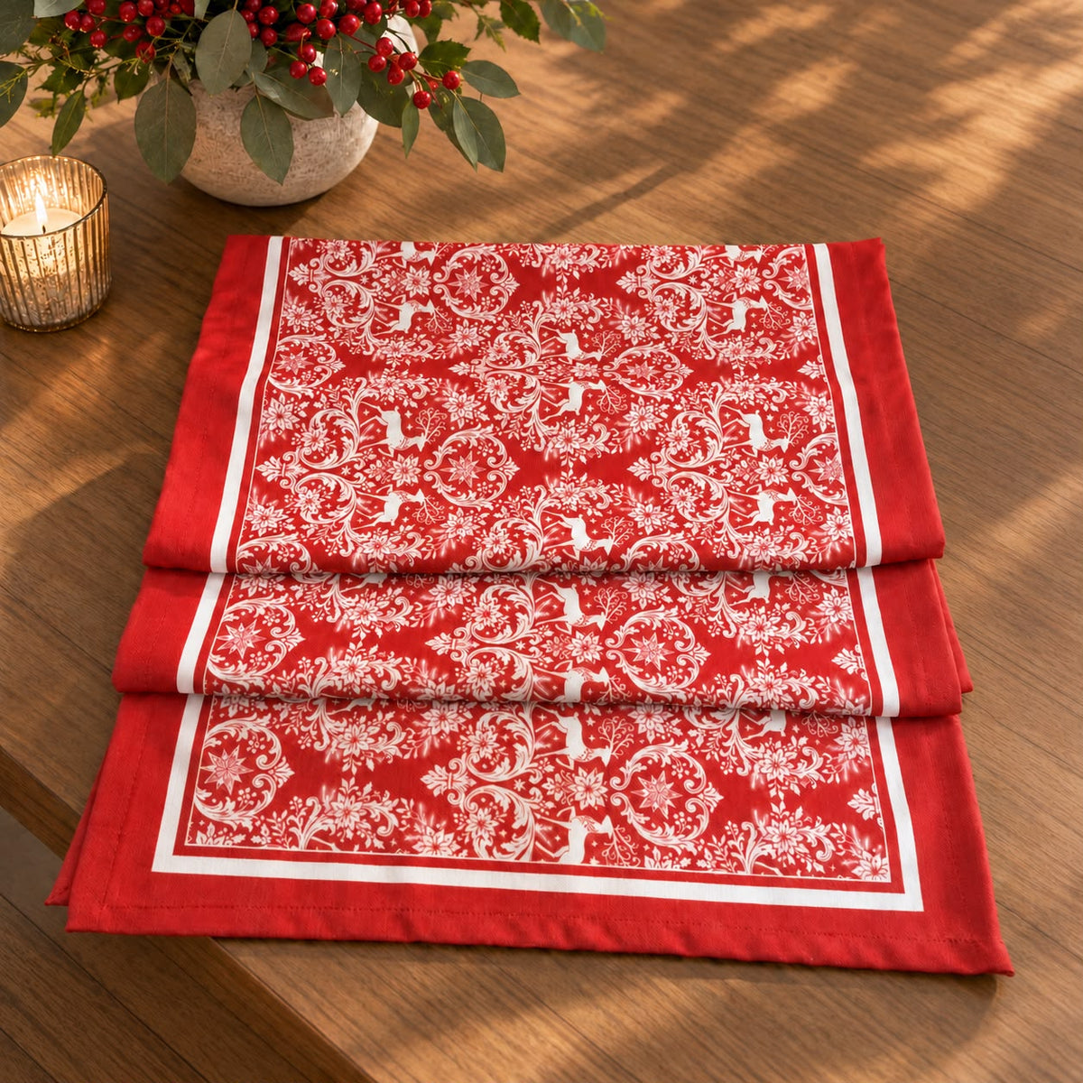 Camino de Mesa Navideño Winter Plaid Rojo