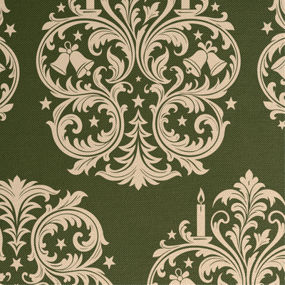 Textura de tela estampada del camino de mesa Green Christmas Library