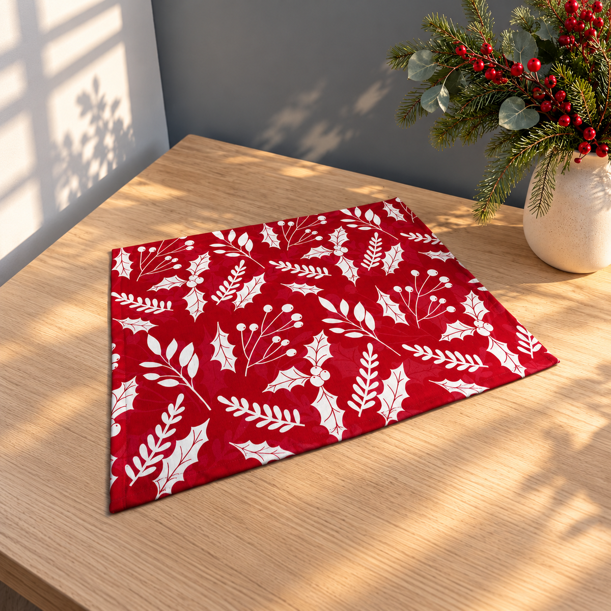 Individuales Navideños Christmas Blooms Rojo