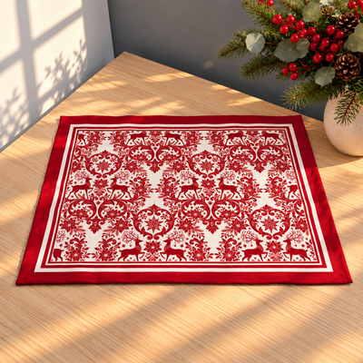 Individuales Navideños Christmas Plaid Rojo