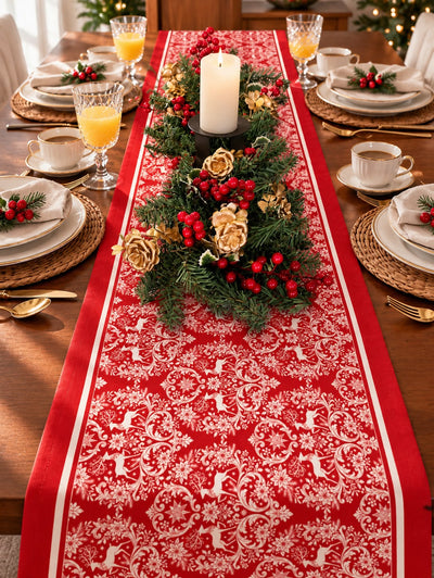 Camino de Mesa Navideño Winter Plaid Rojo