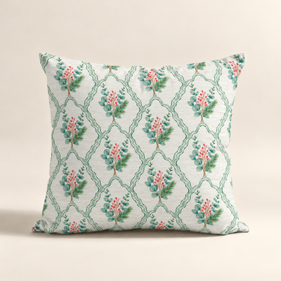 Cojin Navideño Christmas Honeycomb estampado de racimos de flores en acuarelas