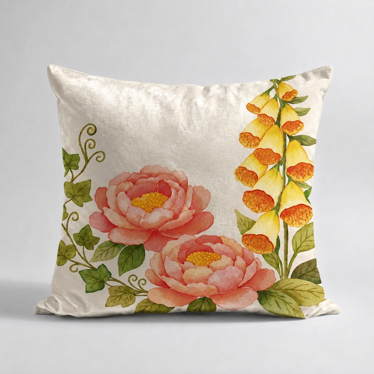 Cojines Golden Bloom Estampados Florales - Warm Watercolor Bouquet - Cojin Warm Watercolor Bouquet