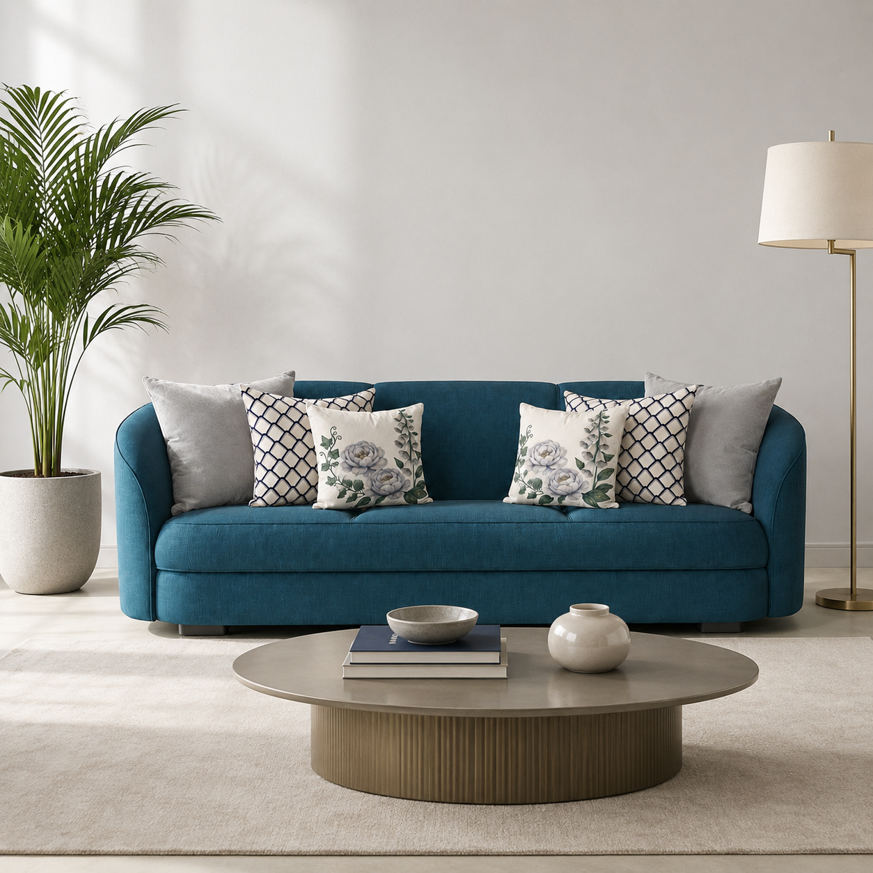 Cojines Mist Garden Estampados Geometricos - Blue Honeycomb - Sala Blue Honecomb