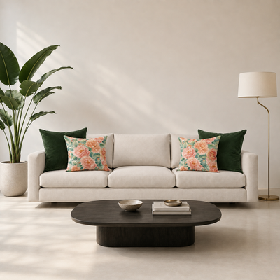 Cojines Golden Bloom Estampados Florales - Warm Peonies - Sala Warm Peonies