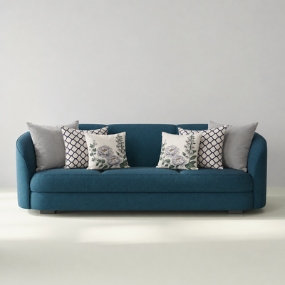 Cojines Mist Garden Estampados Geometricos - Blue Honeycomb - Sofa Blue Honecomb