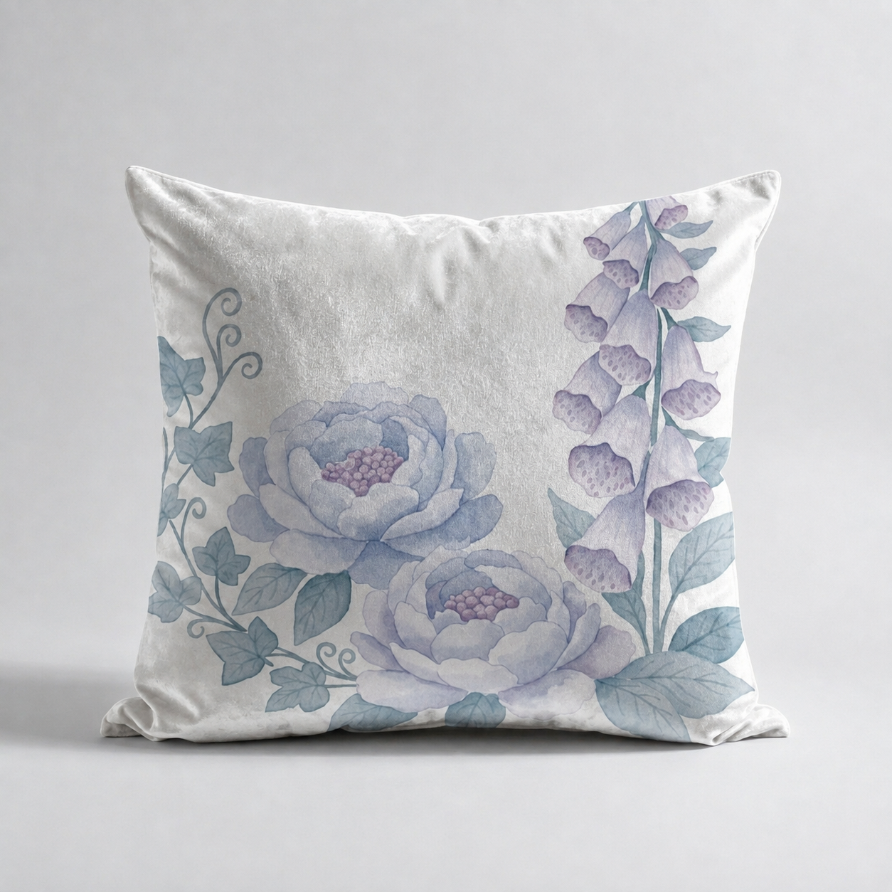 Cojines Mist Garden Estampados Florales - Aquarelle Blue Peonies Bouquette - Cojin Aquarelle Blue Peonies Bouquette