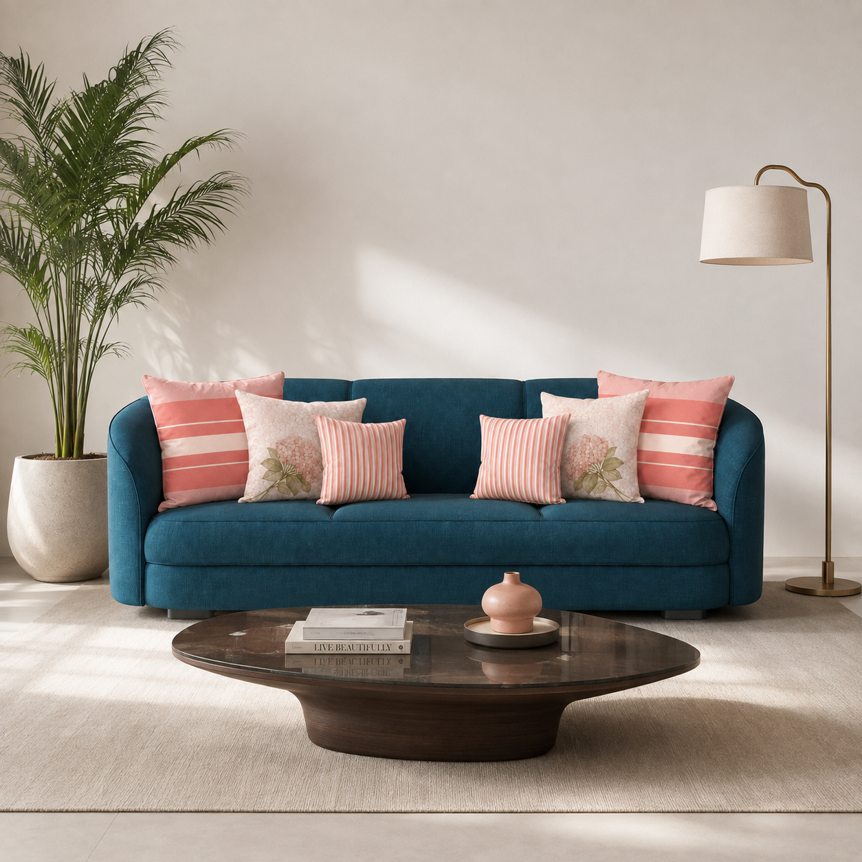 Cojines Golden Bloom Estampados Geometricos - Rose Stripes - Sala Rose Stripes