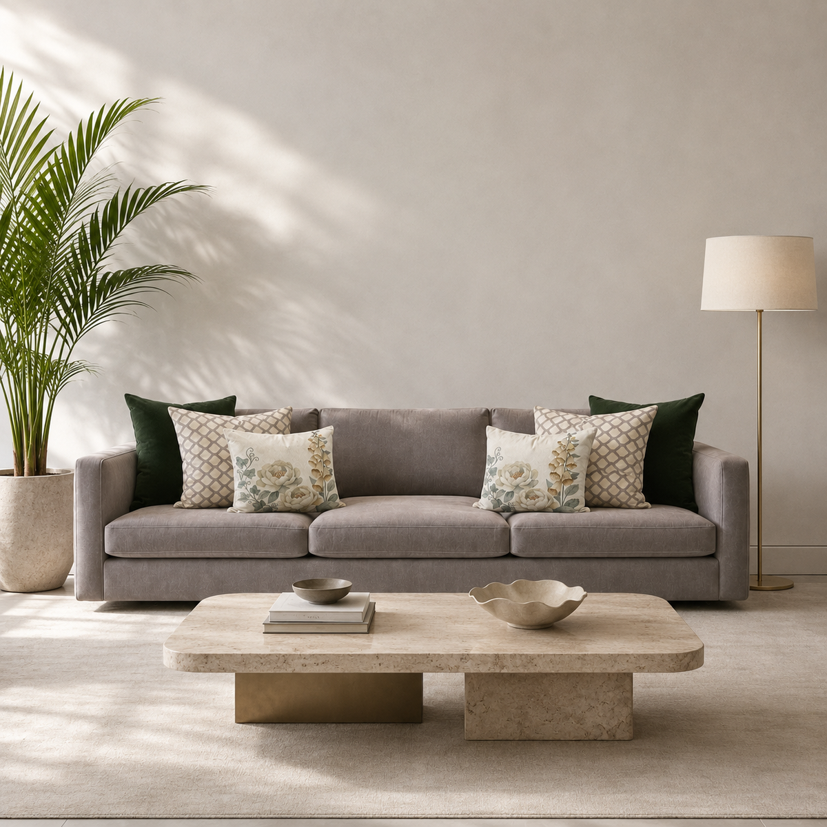Cojines Heritage Meadow Estampados Geometricos - Mushroom Taupe Honeycomb - Sala Mushroom Taupe Honeycomb