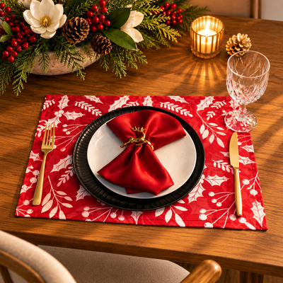 Individuales Navideños Christmas Blooms Rojo